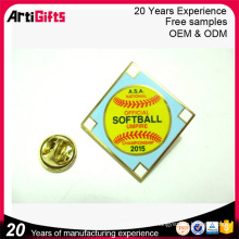 Wholesale spinner pin de metal prateado softball